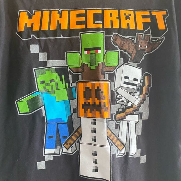 Minecraft Halloween Boys Black Short Sleeve T-shirt Size Small Casual Fall - Picture 2 of 4